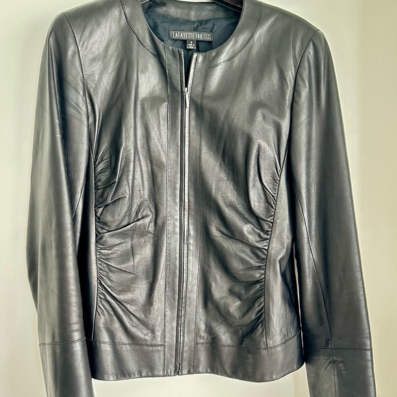 LAFAYETTE 148 New York BUTTERY SOFT BLACK LEATHER Full Zip JACKET 6 - Picture 8 of 10